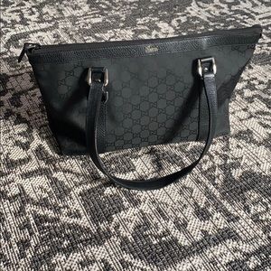GUCCI Black Canvas Monogram Abbey Tote